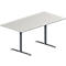 Schäfer Shop Genius Table de réunion MODENA FLEX, hauteur ajustable, en forme de rectangle, pied en T avec tubes ronds, l. 1600 x P 800 mm, gris clair 