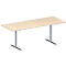 Schäfer Shop Genius Table de réunion MODENA FLEX, hauteur ajustable, en forme de rectangle, pied en T avec tubes ronds, l. 2000 x P 800 mm, coloris érable 