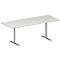 Schäfer Shop Genius Table de réunion MODENA FLEX, hauteur ajustable, en forme de rectangle, pied en T avec tubes ronds, l. 2000 x P 800 mm, gris clair 