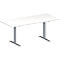 Schäfer Shop Genius Table de réunion MODENA FLEX, hauteur ajustable, en forme de rectangle, pieds en T avec tubes rectangulaires, l. 1800 x P 800 mm, blanc 