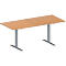 Schäfer Shop Genius Table de réunion MODENA FLEX, hauteur ajustable, en forme de rectangle, pieds en T avec tubes rectangulaires, l. 1800 x P 800 mm, coloris hêtre 