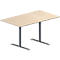 Schäfer Shop Genius Table de réunion MODENA FLEX, hauteur ajustable, en forme de rectangle, pieds en T avec tubes ronds, l. 1400 x P 800 mm, coloris érable 