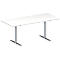 Schäfer Shop Genius Table de réunion MODENA FLEX, hauteur ajustable, en forme de rectangle, pieds en T avec tubes ronds, l. 1800 x P 800 mm, blanc 