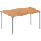 Schäfer Shop Genius Table de réunion MODENA FLEX, hauteur ajustable, en forme de tonneau, 4 pieds avec tubes ronds, l. 1400 x P 1000 mm, coloris hêtre 