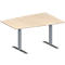Schäfer Shop Genius Table de réunion MODENA FLEX, hauteur ajustable, en forme de tonneau, pieds en T avec tubes rectangulaires, l. 1400 x P 1000 mm, coloris érable