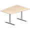 Schäfer Shop Genius Table de réunion MODENA FLEX, hauteur ajustable, en forme de tonneau, pieds en T avec tubes ronds, l. 1400 x P 1000 mm, coloris érable 