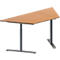 Schäfer Shop Genius Table de réunion MODENA FLEX, hauteur ajustable, en forme de trapèze, pieds en T avec tubes ronds, l. 1600 x P 800 mm, coloris hêtre 