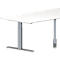 Schäfer Shop Genius Table de réunion MODENA FLEX, hauteur ajustable, en forme de trapèze, pieds en T, l. 1600 x P 800 x H 650 - 850 mm, blanc