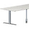Schäfer Shop Genius Table de réunion MODENA FLEX, hauteur ajustable, en forme de trapèze, pieds en T, l. 1600 x P 800 x H 650 - 850 mm, gris clair 