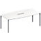 Schäfer Shop Genius Table de réunion MODENA FLEX, hauteur ajustable, forme bateau, 4 pieds avec tubes ronds, l. 2000 x P 1000/800 mm, bloc prise six entrées, blanc