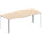 Schäfer Shop Genius Table de réunion MODENA FLEX, hauteur ajustable, forme bateau, 4 pieds avec tubes ronds, l. 2000 x P 1000/800 mm, sans bloc prise, coloris érable 