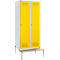 Schäfer Shop Genius Taquilla con banco, 2 compartimentos, anchura compartimento 300 mm, cerradura de cilindro, gris luminoso/amarillo