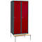 Schäfer Shop Genius Taquilla con banco, 2 compartimentos, anchura compartimento 400 mm, cerradura de cilindro, antracita/rojo rubí