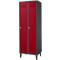 Schäfer Shop Genius Taquilla con patas, 2 compartimentos, anchura compartimento 300 mm, cerradura de cilindro, antracita/rojo rubí
