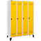Schäfer Shop Genius Taquilla con patas, 4 compartimentos, anchura compartimento 300 mm, cierre de pasador giratorio, amarillo colza