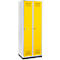 Schäfer Shop Genius Taquilla con zócalo, 2 compartimentos, anchura compartimento 300 mm, cierre de pasador giratorio de seguridad, gris luminoso/amarillo colza