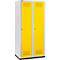 Schäfer Shop Genius Taquilla con zócalo, 2 compartimentos, anchura compartimento 400 mm, cerradura de cilindro, gris luminoso/amarillo colza