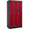 Schäfer Shop Genius Taquilla con zócalo, 3 compartimentos, anchura compartimento 300 mm, cerradura de cilindro, antracita/rojo rubí