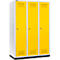 Schäfer Shop Genius Taquilla con zócalo, 3 compartimentos, anchura compartimento 400 mm, cerradura de cilindro, gris luminoso/amarillo colza