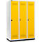 Schäfer Shop Genius Taquilla con zócalo, 3 compartimentos, anchura compartimento 400 mm, cierre de pasador giratorio de seguridad, gris luminoso/amarillo colza