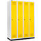 Schäfer Shop Genius Taquilla con zócalo, 4 compartimentos, anchura compartimento 300 mm, cerradura de cilindro, amarillo colza
