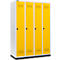 Schäfer Shop Genius Taquilla con zócalo, 4 compartimentos, anchura compartimento 300 mm, cierre de pasador giratorio, amarillo colza