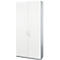 A white cabinet with two doors. The handles are simple and arranged vertically.
