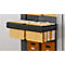 Hanging file system with files in a metal cabinet. Boxes and more files below.