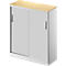 Schäfer Shop Genius TETRIS SOLID schuifdeurkast, 3 OH, 2 legborden, B 1000 mm, dekblad 19 mm, ahorn decor/blank aluminium
