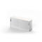 White cabinet furniture with two sliding doors against a white background. The cabinet has silver handles.