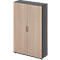 Schäfer Shop Genius TETRIS WOOD draaideurkast, 5 OH, hoogte incl. glijders, B 1200 mm, grafiet/eiken