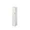 Tall white cabinet with a door and a slim handle. The cabinet stands on small, silver feet.