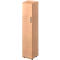 Tall wooden cabinet in light wood with handle and door.