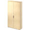 Beige cabinet with two doors and silver handles, against white background.