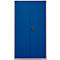 Schäfer Shop Genius tijdschriftenkast FS, 5 OH, afsluitbaar, 10 legborden, 2 geperforeerde legborden, tot 450 kg, B 1055 x D 520 x H 1950 mm, blank aluminium/ gentiaanblauw