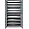 Schäfer Shop Genius tijdschriftenkast FS, 5 OH, afsluitbaar, 10 legborden, 2 geperforeerde legborden, tot 450 kg, B 1055 x D 520 x H 1950 mm, blank aluminium/wit aluminium