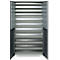 Schäfer Shop Genius tijdschriftenkast FS, 5 OH, afsluitbaar, 10 legborden, 2 geperforeerde legborden, tot 450 kg, B 1055 x D 520 x H 1950 mm, lichtgrijs/antracietgrijs