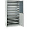 Schäfer Shop Genius tijdschriftenkast FS, 5 OH, afsluitbaar, 10 legborden, 2 geperforeerde legborden, tot 450 kg, B 1055 x D 520 x H 1950 mm, lichtgrijs/lichtgrijs