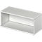 White rectangular shelf, slightly perspective, with open front.
