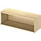 Light brown rectangular wall shelf. The front and sides are open.