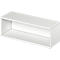 White, rectangular wall shelf with open front.