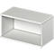 Gray, rectangular wall shelf with an open compartment.