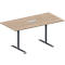 Schäfer Shop Genius vergadertafel MODENA FLEX, 3-voudig, rechthoekig, T-poot ronde buis, B 1600 x D 800 x H 650-850 mm, eiken decor/blank aluminium