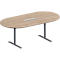 Schäfer Shop Genius vergadertafel MODENA FLEX, 6-voudig, ovaal, T-poot ronde buis, B 2000 x D 1000 x H 650-850 mm, eiken decor/blank aluminium