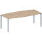 Schäfer Shop Genius vergadertafel MODENA FLEX, boot, 4-poots vierkante buis, B 2000 x H 720-840 mm, eiken decor/blank aluminium