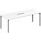 Schäfer Shop Genius Vergadertafel MODENA FLEX, in hoogte verstelbaar, 6-voudige contactdoos, rechthoekige vorm, 4-poot ronde buis, B 2000 x D 800 mm, wit