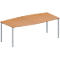 Schäfer Shop Genius Vergadertafel MODENA FLEX, in hoogte verstelbaar, bootvorm, 4-poot ronde buis, B 2000 x D 1000/800 mm, zonder contactdoos, beukenpatroon 