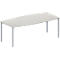 Schäfer Shop Genius Vergadertafel MODENA FLEX, in hoogte verstelbaar, bootvorm, 4-poot ronde buis, B 2000 x D 1000/800 mm, zonder contactdoos, lichtgrijs 