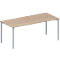 Schäfer Shop Genius vergadertafel MODENA FLEX, rechthoekig, 4-poots ronde buis, B 1800 x D 800 x H 720-840 mm, eiken decor/blank aluminium RAL 9006