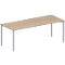 Schäfer Shop Genius vergadertafel MODENA FLEX, rechthoekig, 4-poots ronde buis, B 2000 x D 800 x H 720-840 mm, eiken decor/blank aluminium RAL 9006